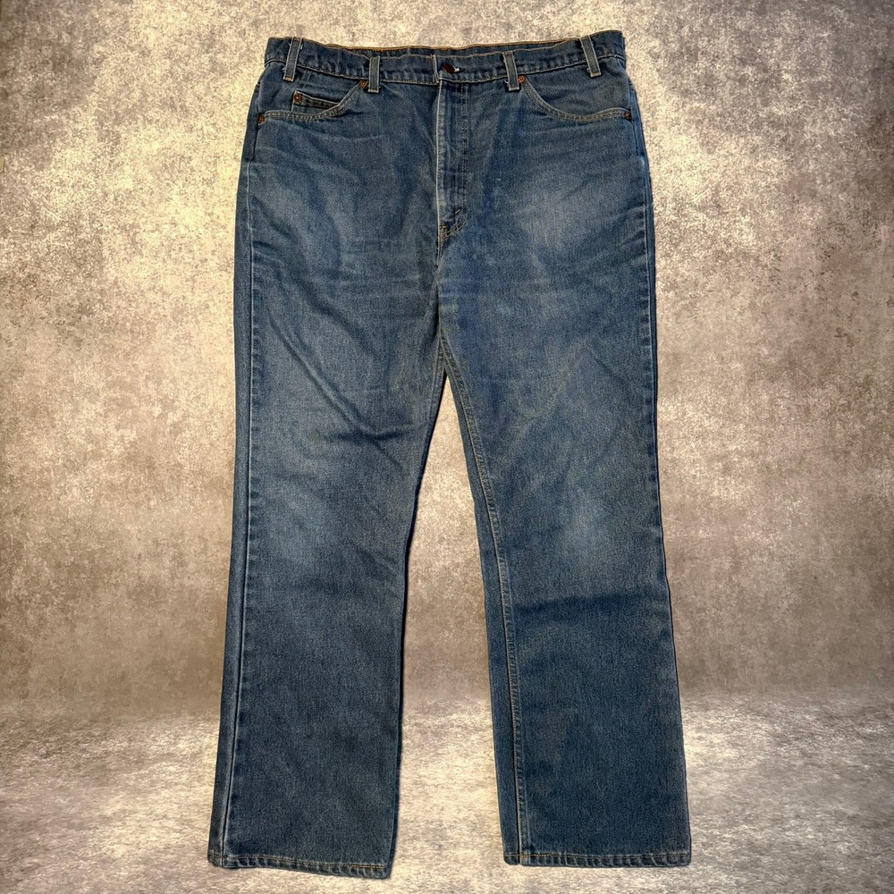 Vintage Levis‎ Orange Tab 575 Mens Blue Denim Bootcut Jeans 40 x 32 Made USA 70s